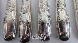 12 Tiffany & Co Sterling Silver Hollow Dinner Knives in Japanese Audubon c1890