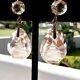 1930s Japanese Sterling Silver Reverse Carved Crystal Pagoda Earrings