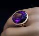 4.50 Ct Oval Simulated Amethyst Wedding Engagement Ring 14k Yellow Gold Plated