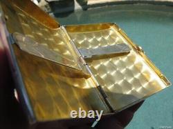 4p ANTIQUE STERLING SILVER 950 GOLD 14K CIGARETTE BOX BUSINESS CARD JAPAN ENAMEL