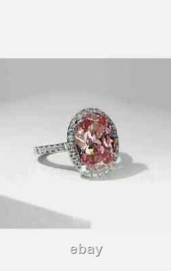 6.00 Ct Oval Natural Morganite Diamond Bridal Wedding Ring 925 Sterling Silver 7