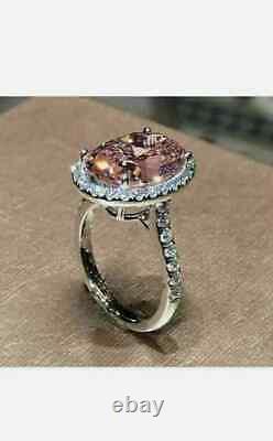 6.00 Ct Oval Natural Morganite Diamond Bridal Wedding Ring 925 Sterling Silver 7