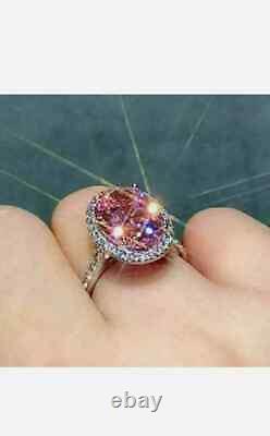 6.00 Ct Oval Natural Morganite Diamond Bridal Wedding Ring 925 Sterling Silver 7