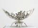 6.5 In Sterling Silver Antique Japanese Chrysanthemum Footed Candy Nut Dish