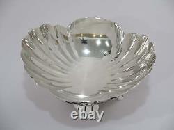 6.5 in Sterling Silver Antique Japanese Chrysanthemum Footed Candy Nut Dish