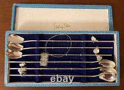 6 Vintage Japanese. 925 Sterling Silver 9 Iced Tea Spoons By Hojo