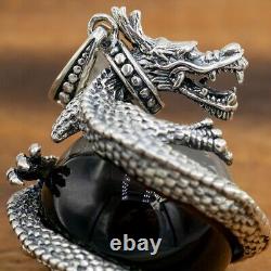 69g large japanese dragon snake ball huge heavy pendant 925 sterling silver
