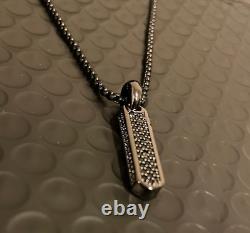 925 sterling silver Black Diamond Vertical Bar Pendant men's jewellery for gift