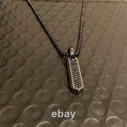 925 sterling silver Black Diamond Vertical Bar Pendant men's jewellery for gift