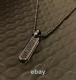 925 sterling silver Black Diamond Vertical Bar Pendant men's jewellery for gift