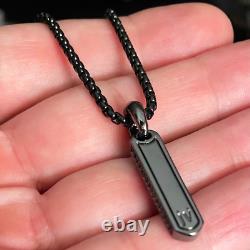 925 sterling silver Black Diamond Vertical Bar Pendant men's jewellery for gift