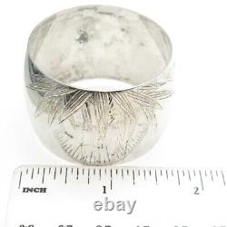 950 Sterling Silver Antique Japan Engraved Bamboo Napkin Ring Holder