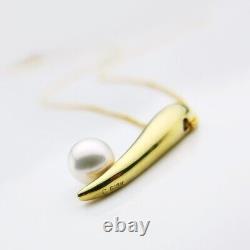 AAA 6.5mm Japanese Akoya Pearl 18Kt Yellow Gold Pendant&Sterling Silver Chain