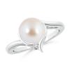 Angara 8mm Japanese Akoya Pearl Solitaire Ring With Diamond In Sterling Silver
