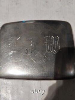 ANTIQUE 1930s JAPANESE STERLING SILVER 950 CIGARETTE COMPACT CASE INSCRIBE