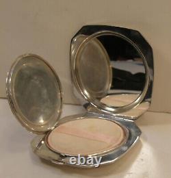 ANTIQUE 970 STERLING SILVER ENGRAVED JAPANESE EXPORT POWDER COMPACT WithMIRROR