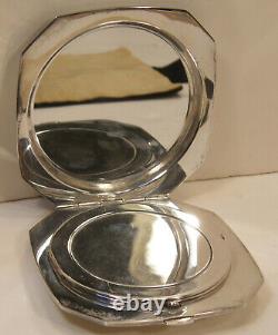 ANTIQUE 970 STERLING SILVER ENGRAVED JAPANESE EXPORT POWDER COMPACT WithMIRROR