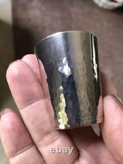 Antique Chinese Japanese Sterling Silver Hallmarked Hand Hammered Sake Wine Cup