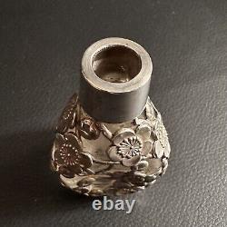 Antique Hallmarked Sterling Silver Japanese Cherry Blossom Overlay Scent Bottle