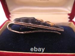 Antique Japanese Sterling Silver Gold Menuki Shakudo Aesthetic Tie Clip Japan