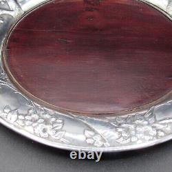 Antique Japanese sterling silver and wood platter