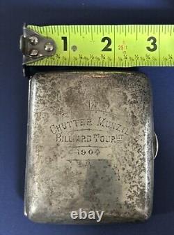 Antique Sterling Silver RARE Chutter Munzil Billiard Tour Cigarette Case 1904