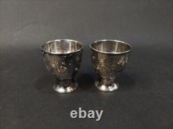 Antique japanese Sterling silver sake cups maker marked