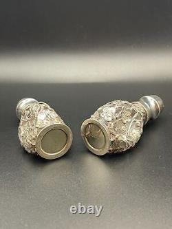 Cherry Blossom Salt & Pepper Shakers Sterling Silver 950, Japanese Inspired