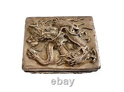 DRAGON 20th Century Antique Japanese STERLING Silver BOX MADE BY NOMURA