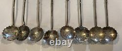 Figural Bamboo Iced Tea Spoons Japanese 950 Sterling Silver 8 Pieces 1950