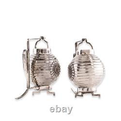 Figural Japanese 950 Sterling Silver Salt And Pepper Shakers Lantern Form