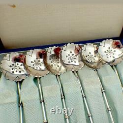 Figural Japanese Coffee Spoons Set Sterling Silver Boxed