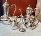 Japanese 950 Sterling Silver Coffee And Tea Set 5 Pieces 83.2 Oz