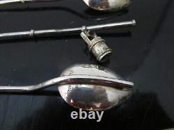 JAPANESE Sterling Silver ICED TEA Spoon Straw withCHARMS Set of 6 in Case