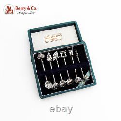 Japanese 6 Individual Salt Spoons Set 950 Sterling Silver Boxed
