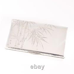 Japanese 950 Sterling Silver Cigarette Box Bamboo Trees 20thc No Monogram