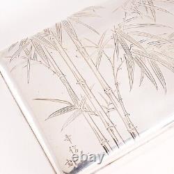 Japanese 950 Sterling Silver Cigarette Box Bamboo Trees 20thc No Monogram