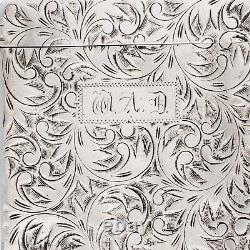 Japanese 950 Sterling Silver Cigarette, Card Case Scrolls Monogram Wad