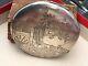 Japanese 950 Sterling Silver Etched Art Large Compact 3.8 Oz Asian Antique