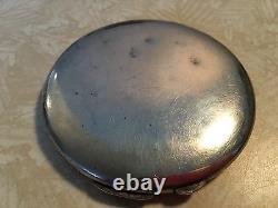 Japanese 950 Sterling Silver Etched Art Large Compact 3.8 Oz Asian Antique