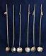 Japanese 950 Sterling Silver Iced Tea Straw Spoon Set Withfigural Charms Suzuki