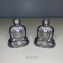 Japanese 950 Sterling Silver Set Buddha Figural Salt & Pepper Shakers