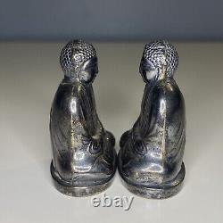 Japanese 950 Sterling Silver Set Buddha Figural Salt & Pepper Shakers