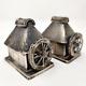 Japanese. 950 Sterling Silver Water Mill Salt & Pepper Shakers With Moving Wheels