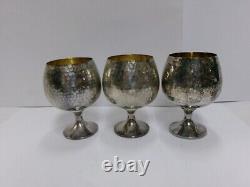 Japanese Antique Sterling Silver 3 Grass cups. #129g. /4.55oz