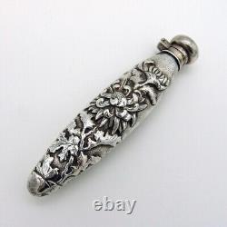 Japanese Chrysanthemum Flask Hammered Sterling Silver