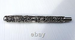 Japanese Dragon Carved 925 Sterling Silver Pen Handmade Unique Men's Jewelry