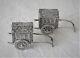 Japanese Rickshaw Wagon Salt Pepper Shakers Pair Sterling Silver, 48 Grams