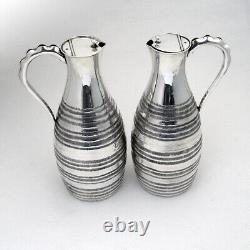 Japanese Sake Pitchers Pair Sterling Silver Boxed