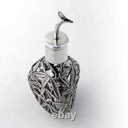 Japanese Scent Bottle Bamboo Overlay Design 950 Sterling Silver